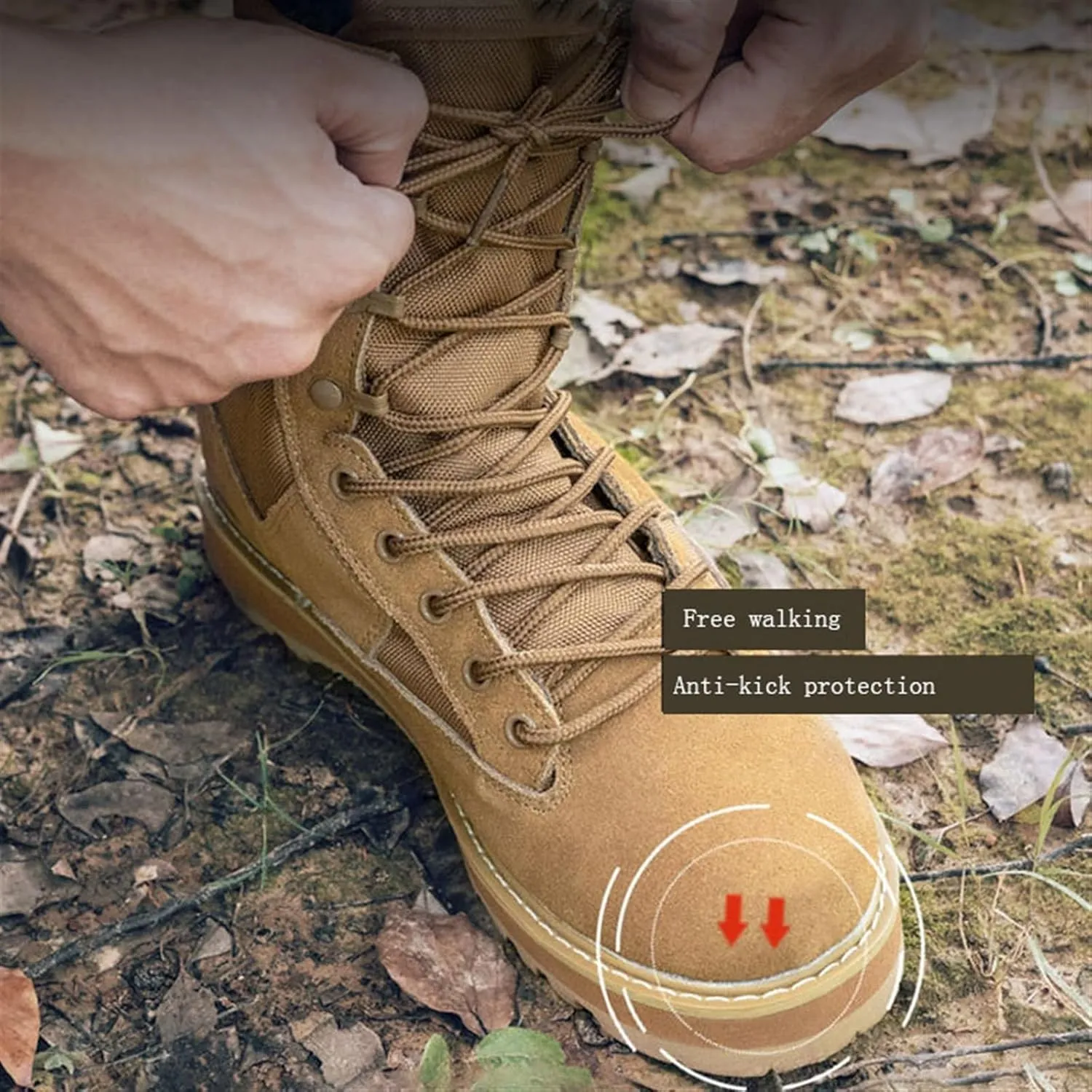Wygwlg Mens Military Tactical Work Boots Wide, Men Lightweight Breathable Waterproof High Top Lace up Combat Boots, Resistant Non Slip Combat Sneakers Shoes, for Camping, Jungle Combat