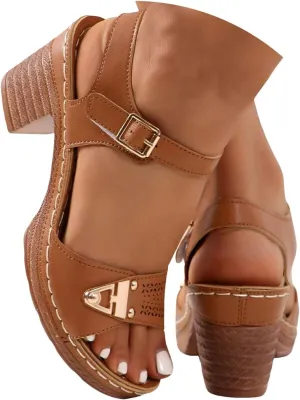 ZSpzx Block Heel Sandals for Women 2025 Comfort Dressy Women's Chunky Mid Heels Open Toe Ankle Straps Sandal Metal Comfortable Summer Adjustable Wide Width Walking Shoes for Daily Wear